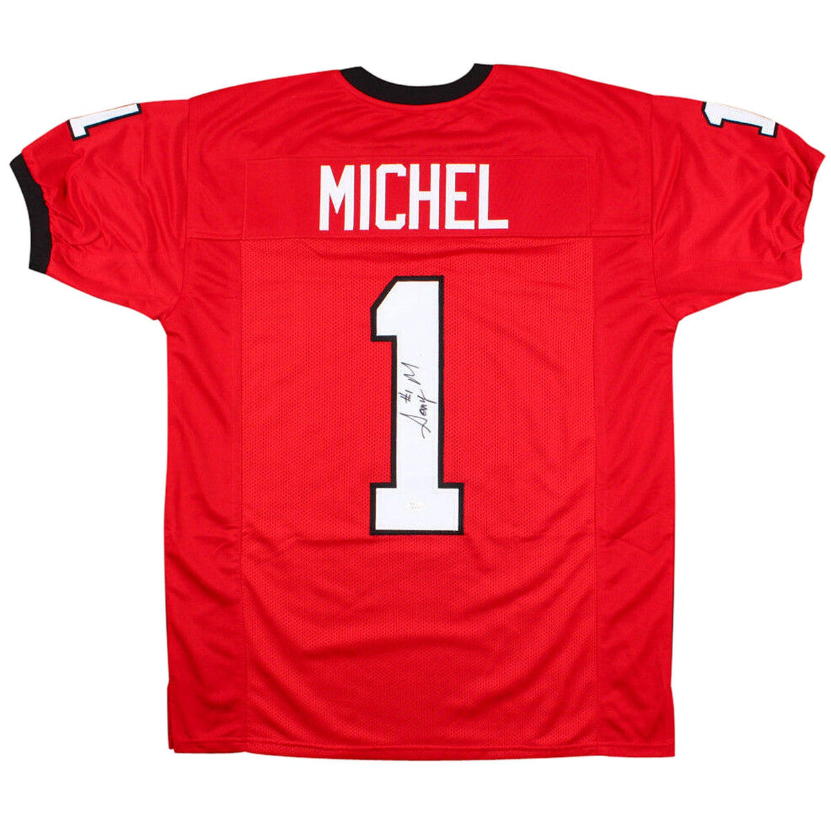Autographed Sony Michel Georgia Bulldogs (Red #1) Custom Jersey - Beckett-Powers Sports Memorabilia