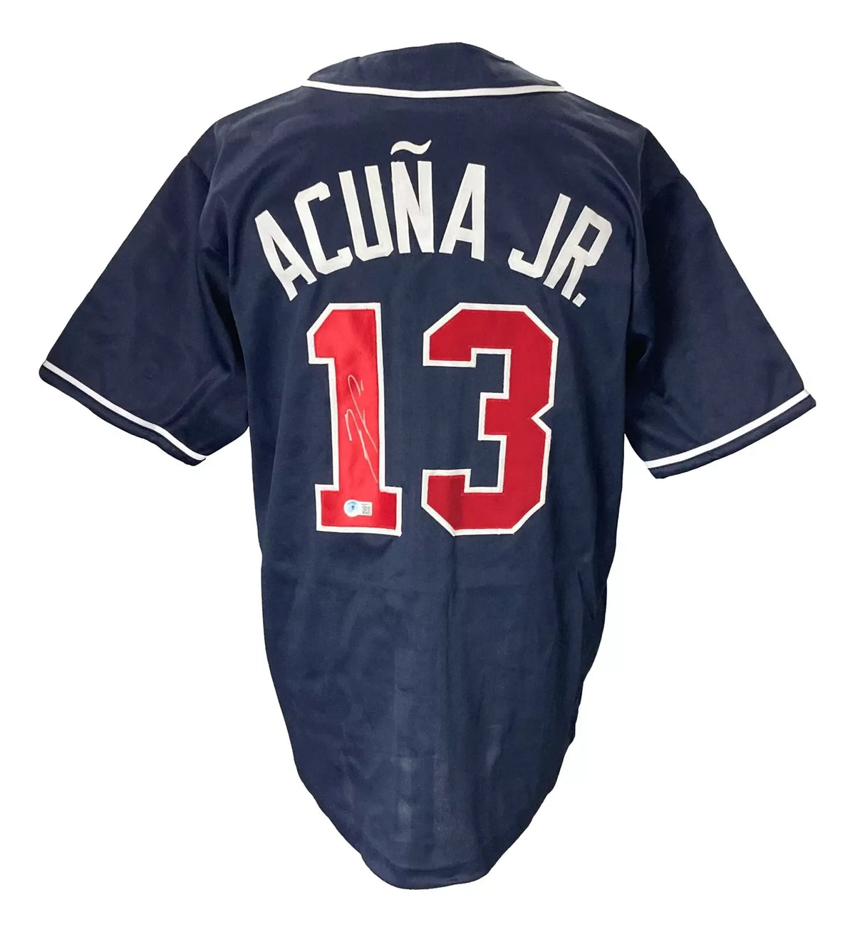 Autographed Ronald Acuna Jr. Atlanta Braves (Navy Blue #13) Custom Jersey - Beckett-Powers Sports Memorabilia