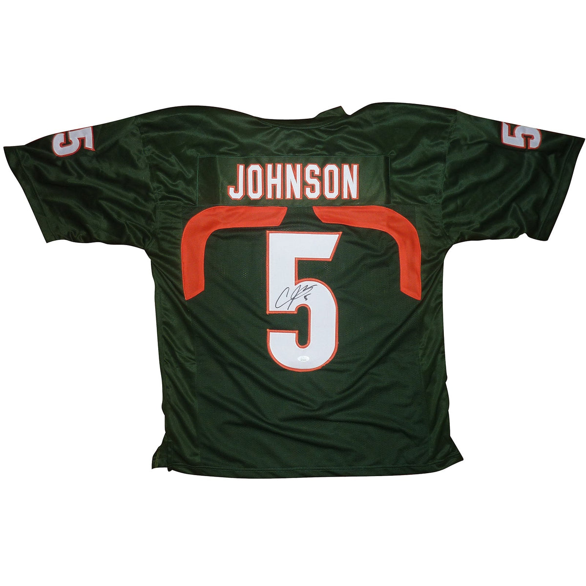 Autographed Andre Johnson Miami Hurricanes (Green #5) Custom Jersey - JSA-Powers Sports Memorabilia