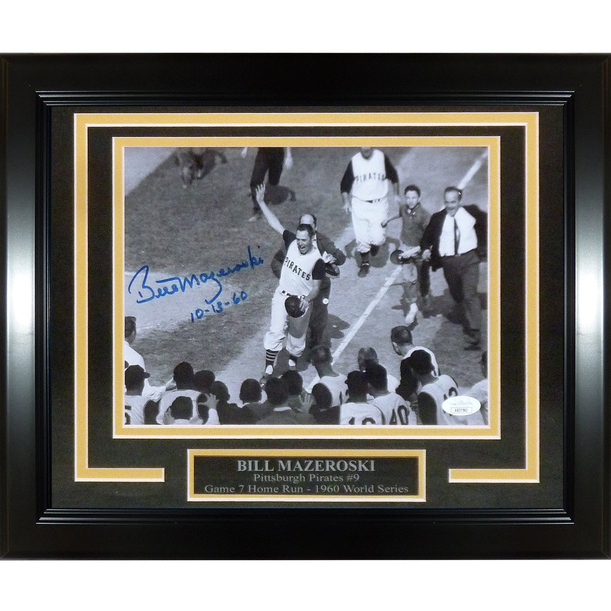 Autographed Bill Mazeroski Pittsburgh Pirates (1960 WS HR) Deluxe Framed 8x10 Photo w/ "10-13-60" - JSA-Powers Sports Memorabilia