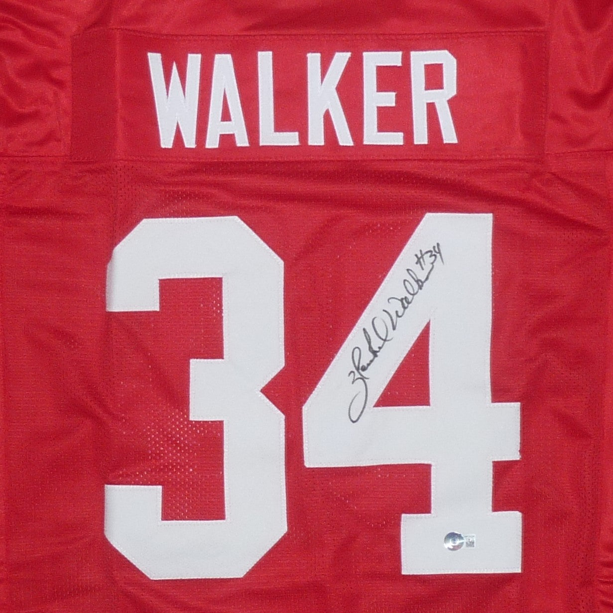 Autographed Herschel Walker Georgia Bulldogs (Red #34) Custom Jersey - Beckett-Powers Sports Memorabilia