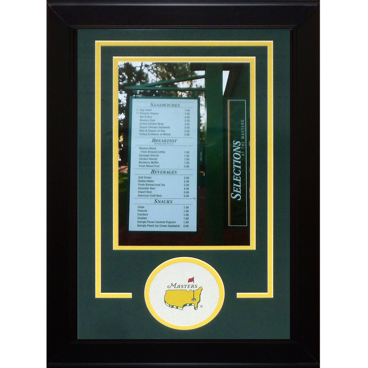 Masters Concessions 8x12 Poster Deluxe Framed with Augusta National Coaster | Collectible Memorabilia-Powers Sports Memorabilia
