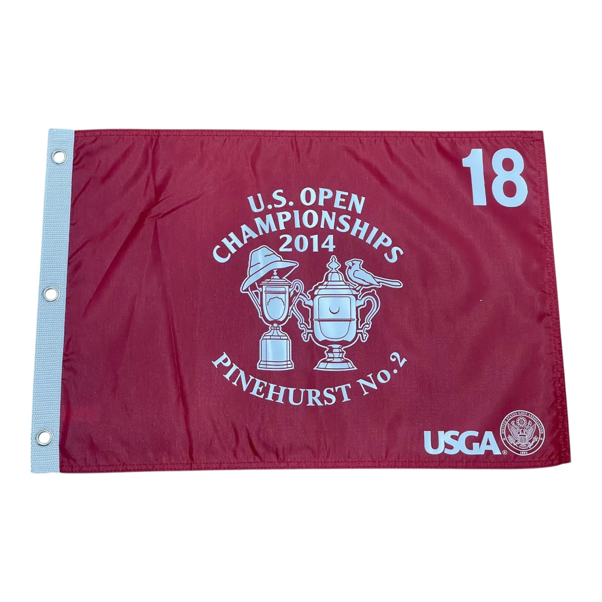 Unsigned 2014 U.S. Open Pinehurst #2 (Red) Golf Pin Flag - Martin Kaymer Champion-Powers Sports Memorabilia