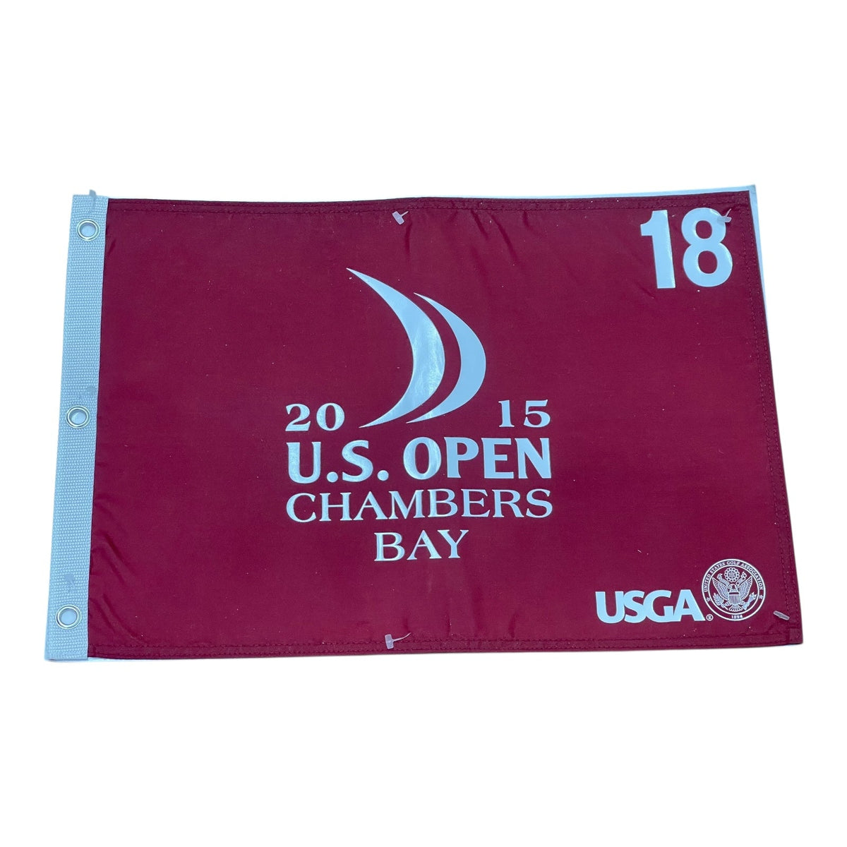 Unsigned 2015 U.S. Open Chambers Bay (Red) Golf Pin Flag - Jordan Spieth Champion-Powers Sports Memorabilia