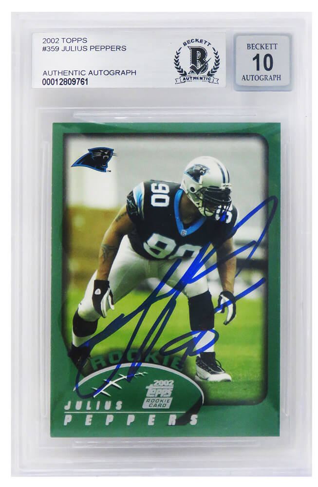 Julius Peppers Carolina Panthers Autographed 2002 Topps Football Rookie-Powers Sports Memorabilia