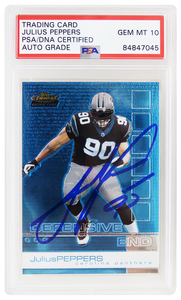 Julius Peppers Carolina Panthers Autographed 2002 Topps Finest Football-Powers Sports Memorabilia