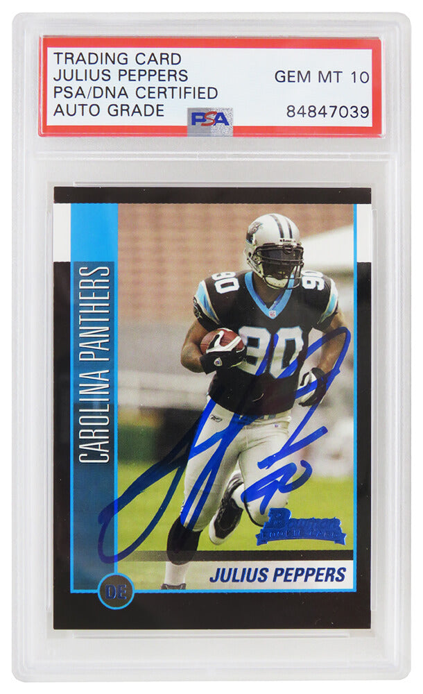 Julius Peppers Carolina Panthers Autographed 2002 Bowman Football Rookie-Powers Sports Memorabilia