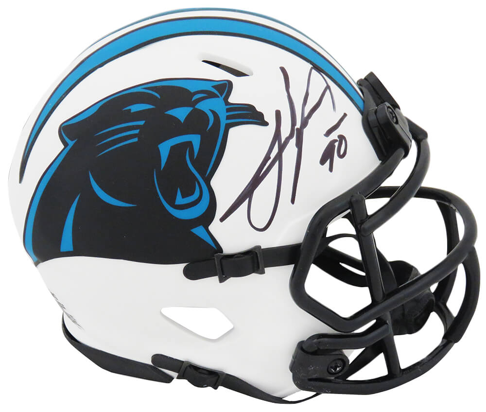 Julius Peppers Carolina Panthers Autographed Matte Riddell Mini Helmet-Powers Sports Memorabilia