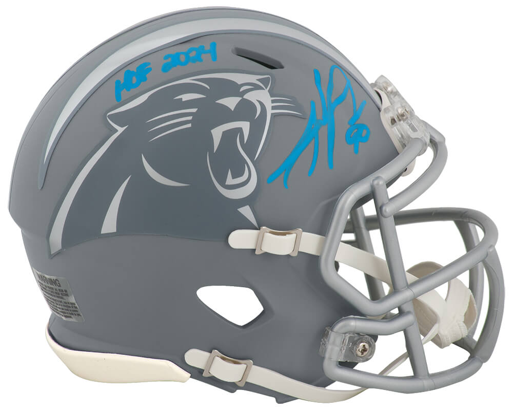 Julius Peppers Autographed Carolina Panthers SLATE Riddell Speed Mini Helmet with HOF 2024-Powers Sports Memorabilia