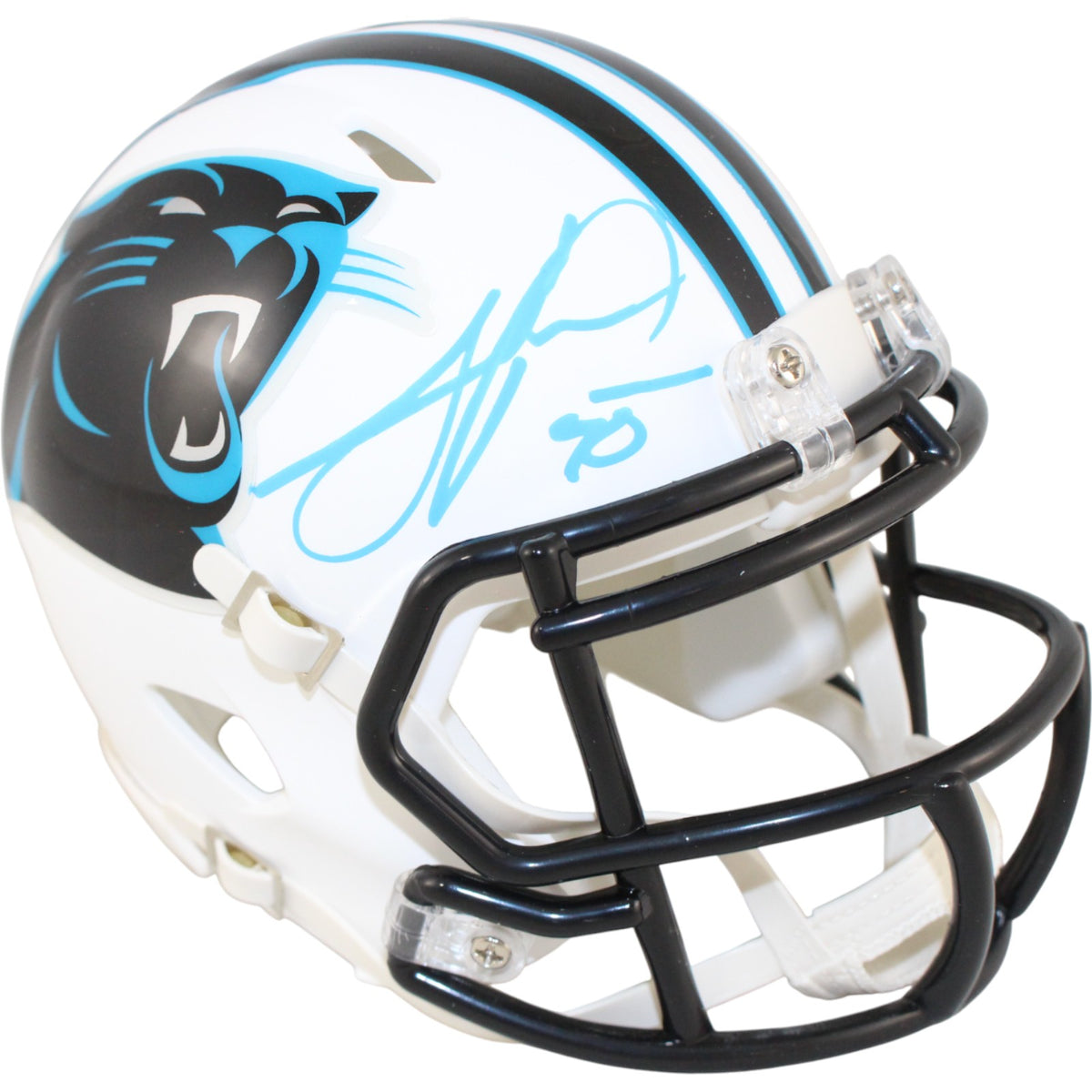 Julius Peppers Carolina Panthers White Signed Mini Helmet Beckett WIT 51763 Beckett-Powers Sports Memorabilia