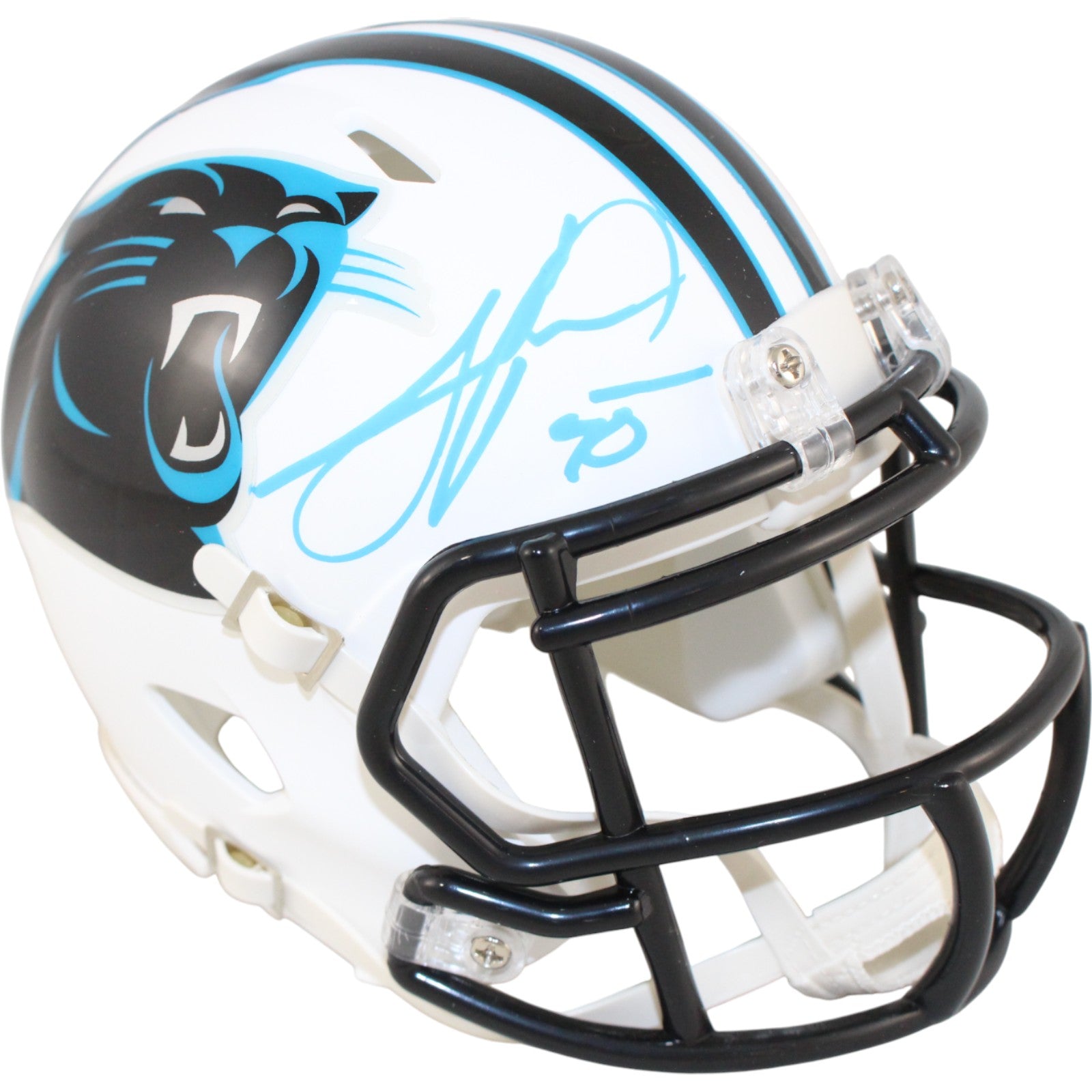 Julius Peppers Carolina Panthers White Signed Mini Helmet Beckett WIT 51763 Beckett-Powers Sports Memorabilia