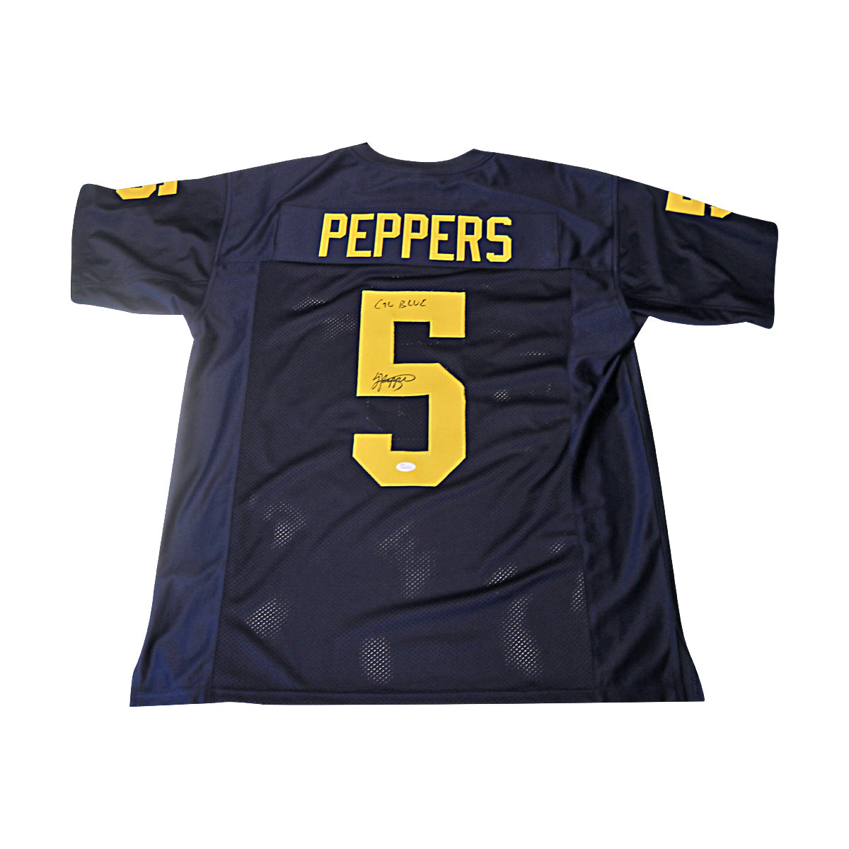Jabrill Peppers Michigan Wolverines Signed Inscribed "Go Blue" Navy Blue Custom Jersey (JSA Holo)-Powers Sports Memorabilia