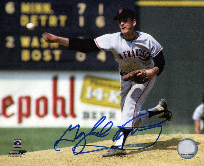Gaylord Perry Autographed San Francisco Giants Grey Jersey Pitching 8x10 Photo-Powers Sports Memorabilia