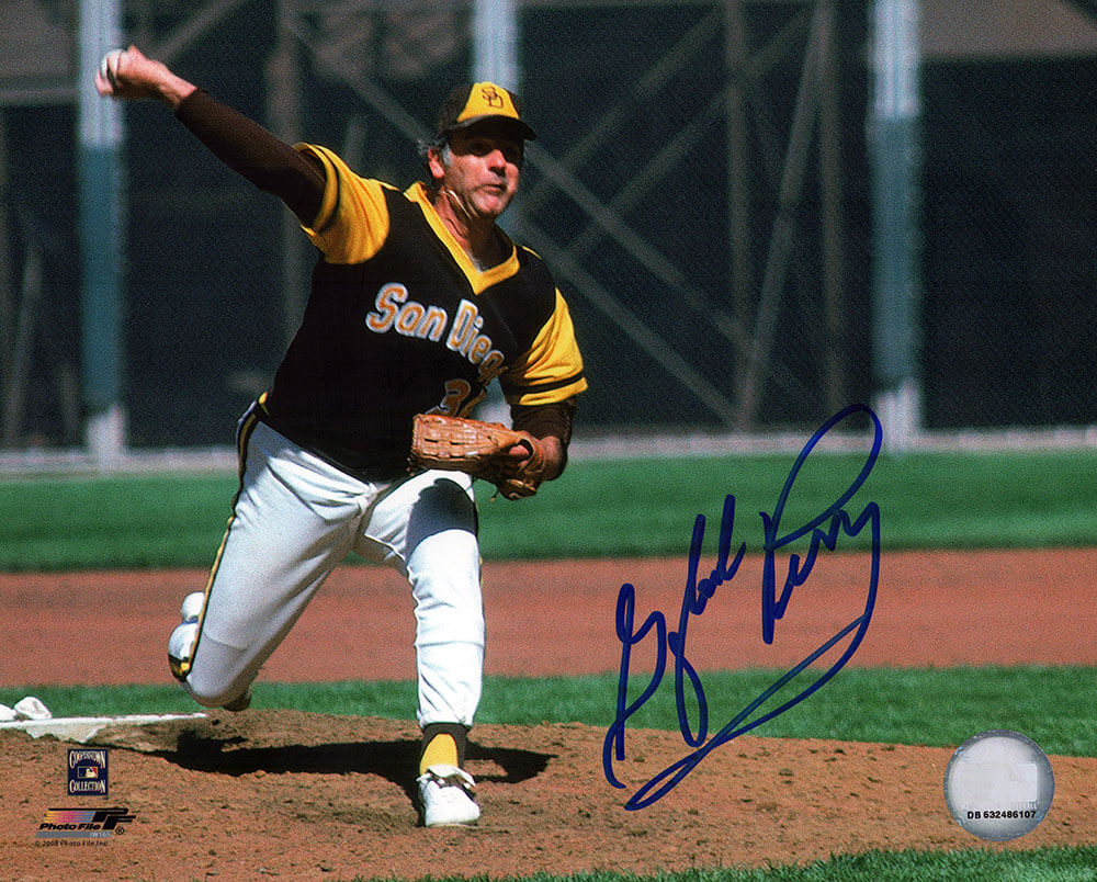 Gaylord Perry Autographed San Diego Padres Pitching 8x10 Photo-Powers Sports Memorabilia