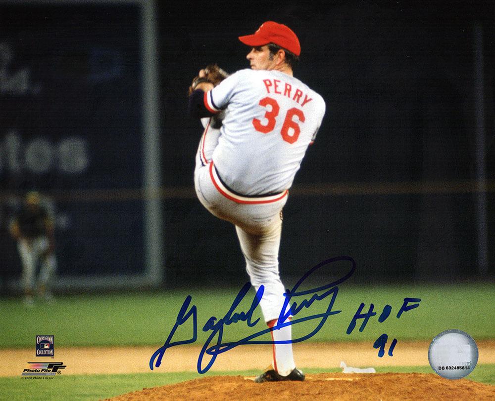 Gaylord Perry Autographed Cleveland Indians Pitching 8x10 Photo with HOF'91-Powers Sports Memorabilia