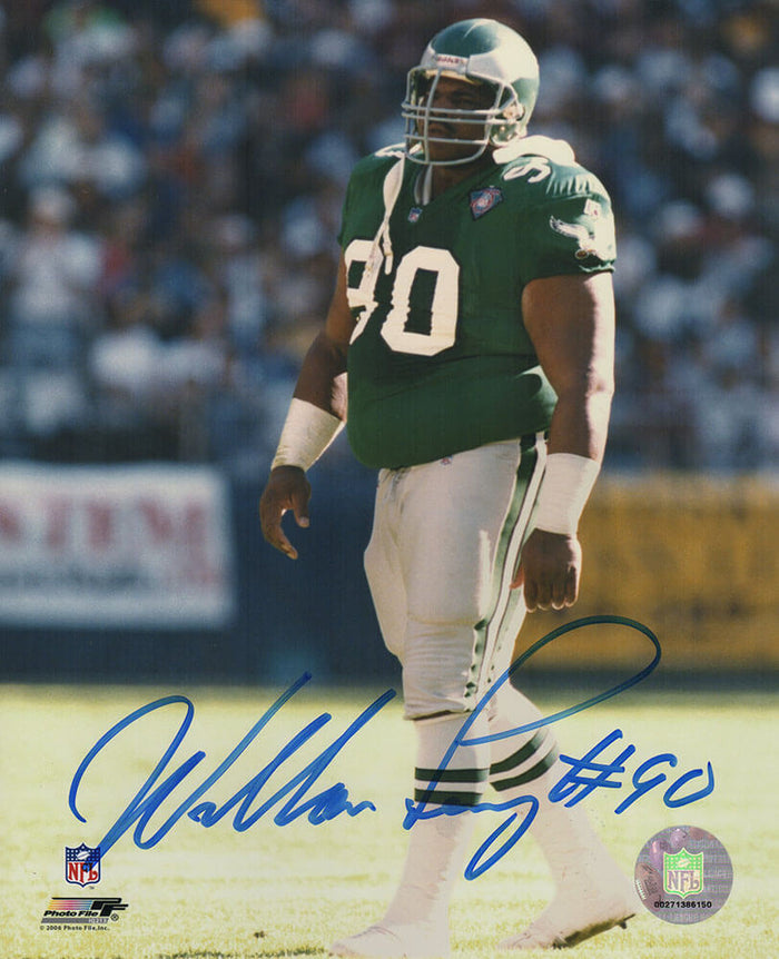 William Perry Autographed Philadelphia Eagles Green Jersey Standing 8x10 Photo-Powers Sports Memorabilia