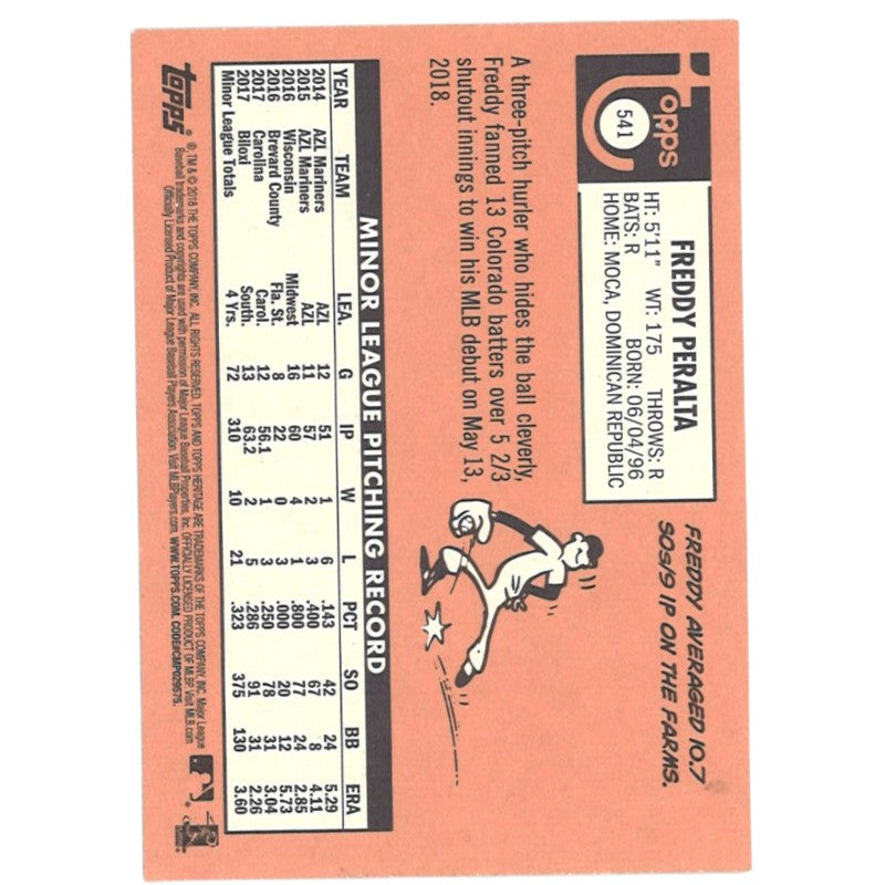 Freddy Peralta Milwaukee Brewers Signed 2018 Topps Heritage RC #541 Card-Powers Sports Memorabilia