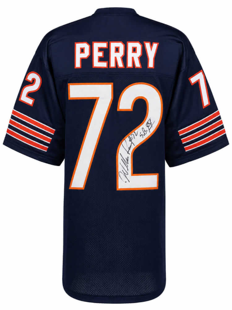 William Perry Autographed Navy Custom Football Jersey with SB XX-Powers Sports Memorabilia