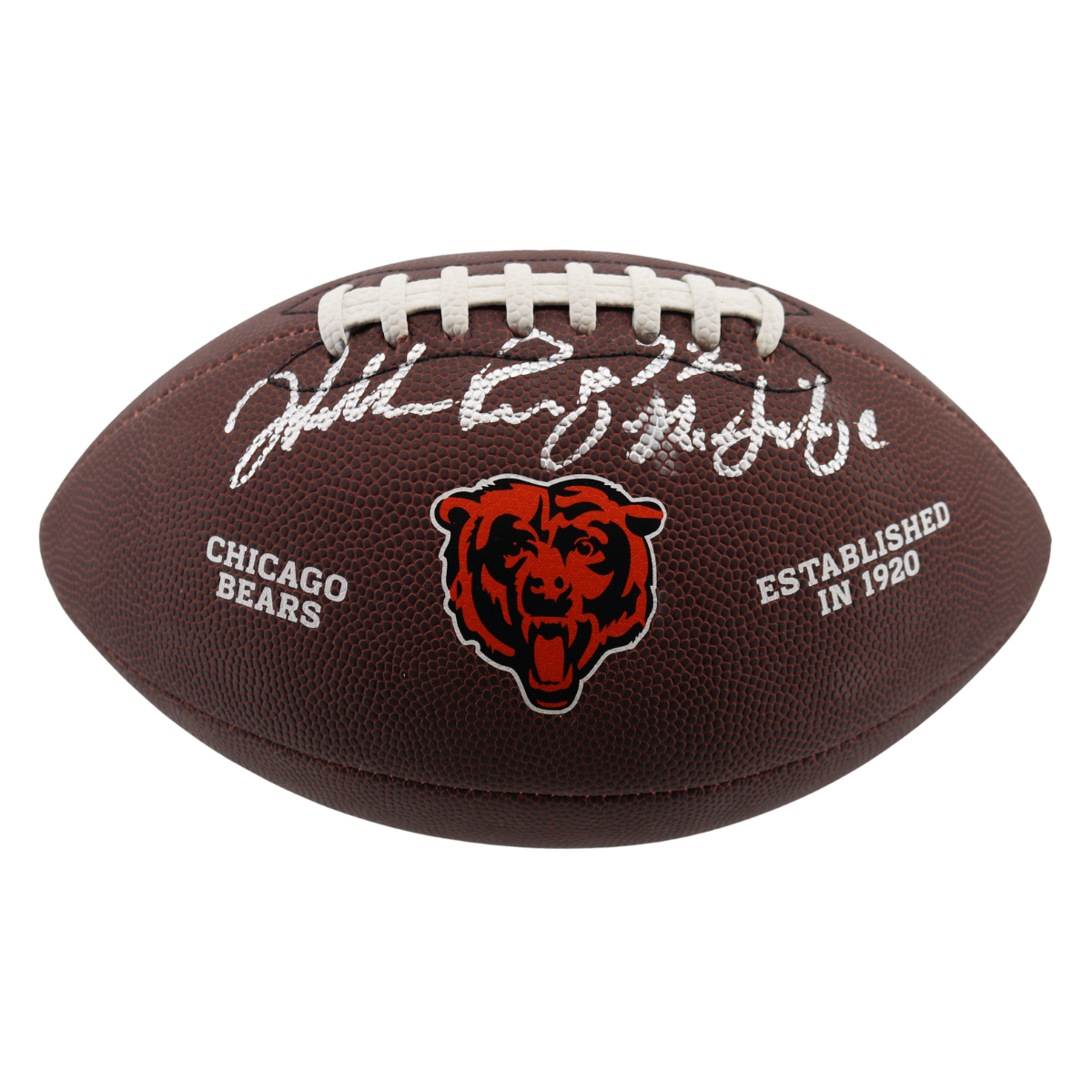 William Perry Chicago Bears Signed Inscr Wilson Replica Bears Logo Football-Powers Sports Memorabilia
