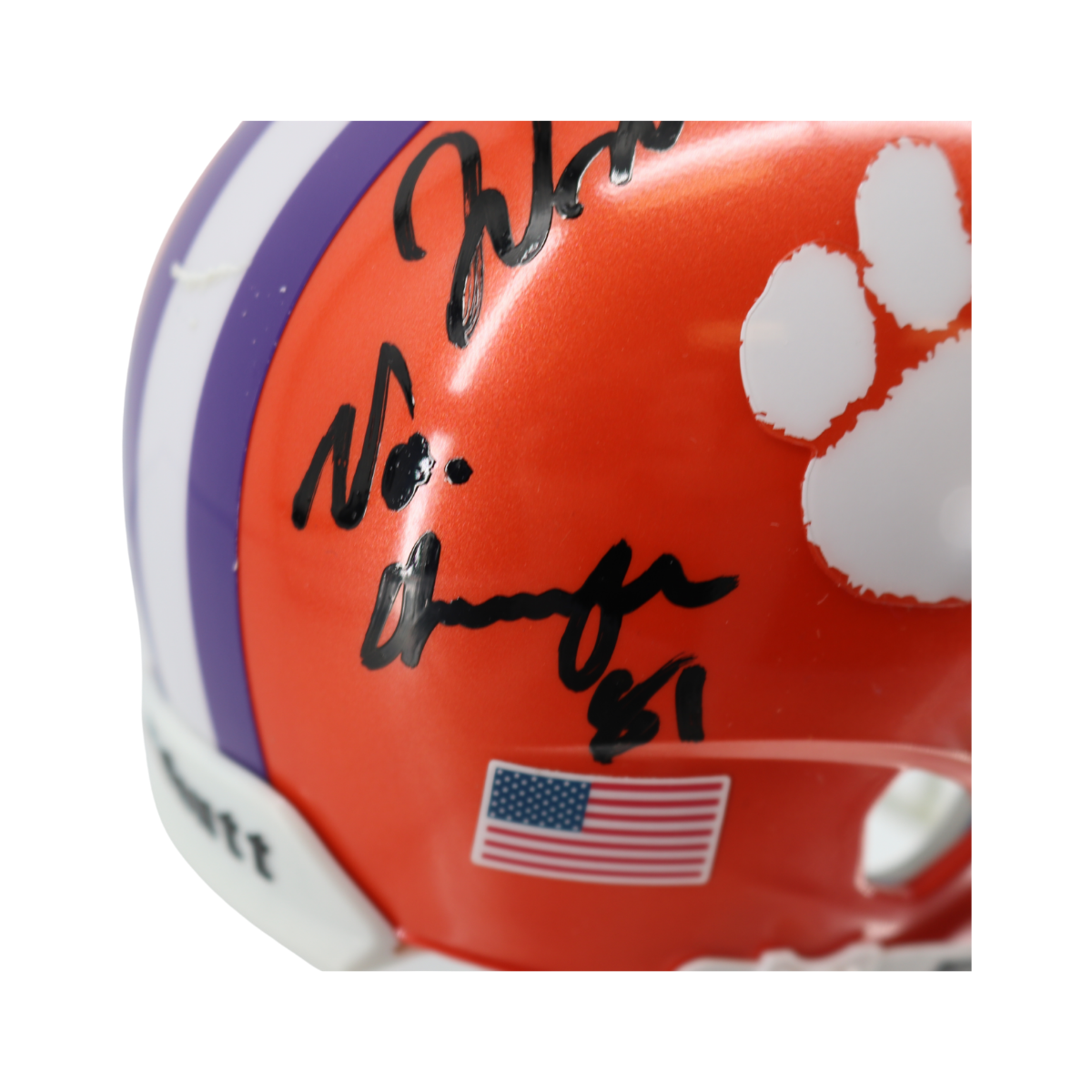 William Fridge Perry Clemson Tigers Signed Inscribed Mini Helmet-Powers Sports Memorabilia