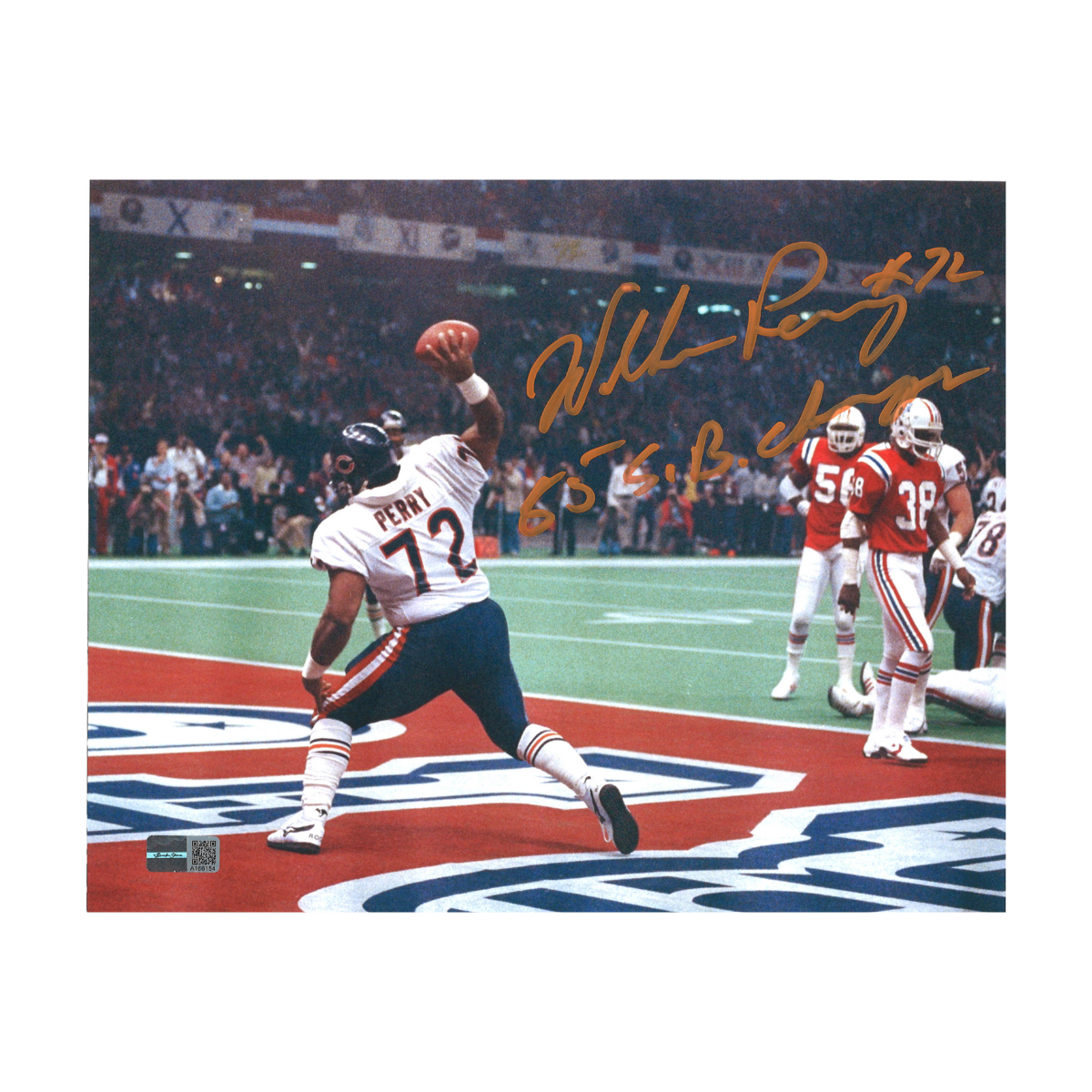 William Fridge Perry Chicago Bears Signed Inscribed 8x10 Photo Orange-Powers Sports Memorabilia