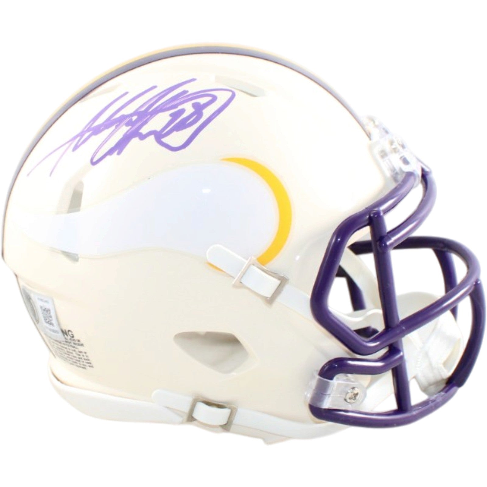 Adrian Peterson Minnesota Vikings Signed Full Size Helmet - Mini Retro Becket Witness Beckett-Powers Sports Memorabilia