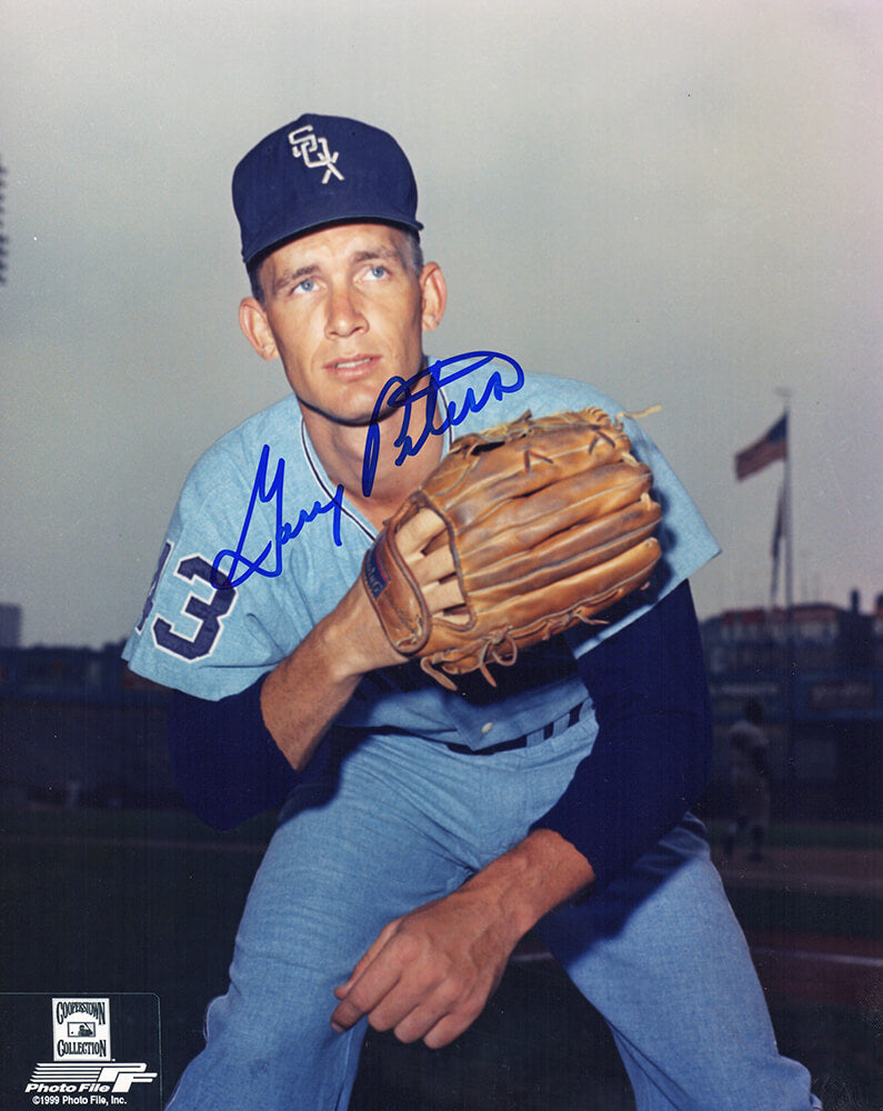 Gary Peters Autographed Chicago White Sox Blue Jersey Pose 8x10 Photo-Powers Sports Memorabilia