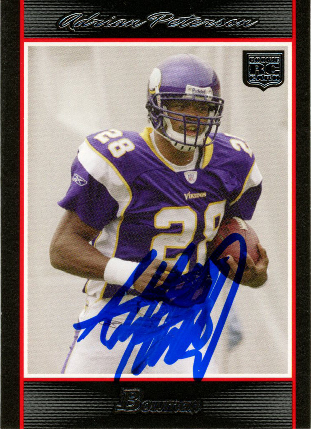Adrian Peterson 2007 Bowman #126 Trading Signed Card Beckett-Powers Sports Memorabilia