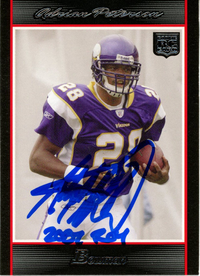 Adrian Peterson Signed 2007 Bowman #126 Trading Card ROY – Beckett Authenticated-Powers Sports Memorabilia