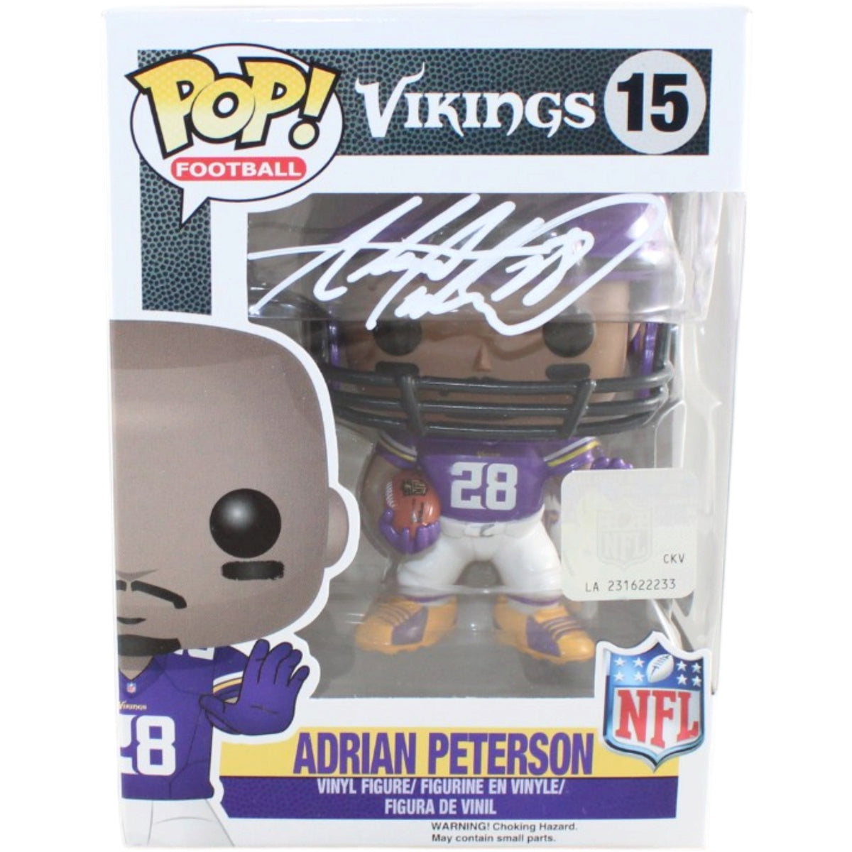Adrian Peterson Minnesota Vikings Signed Funko Pop - Funko #15 Becket Witness Beckett-Powers Sports Memorabilia