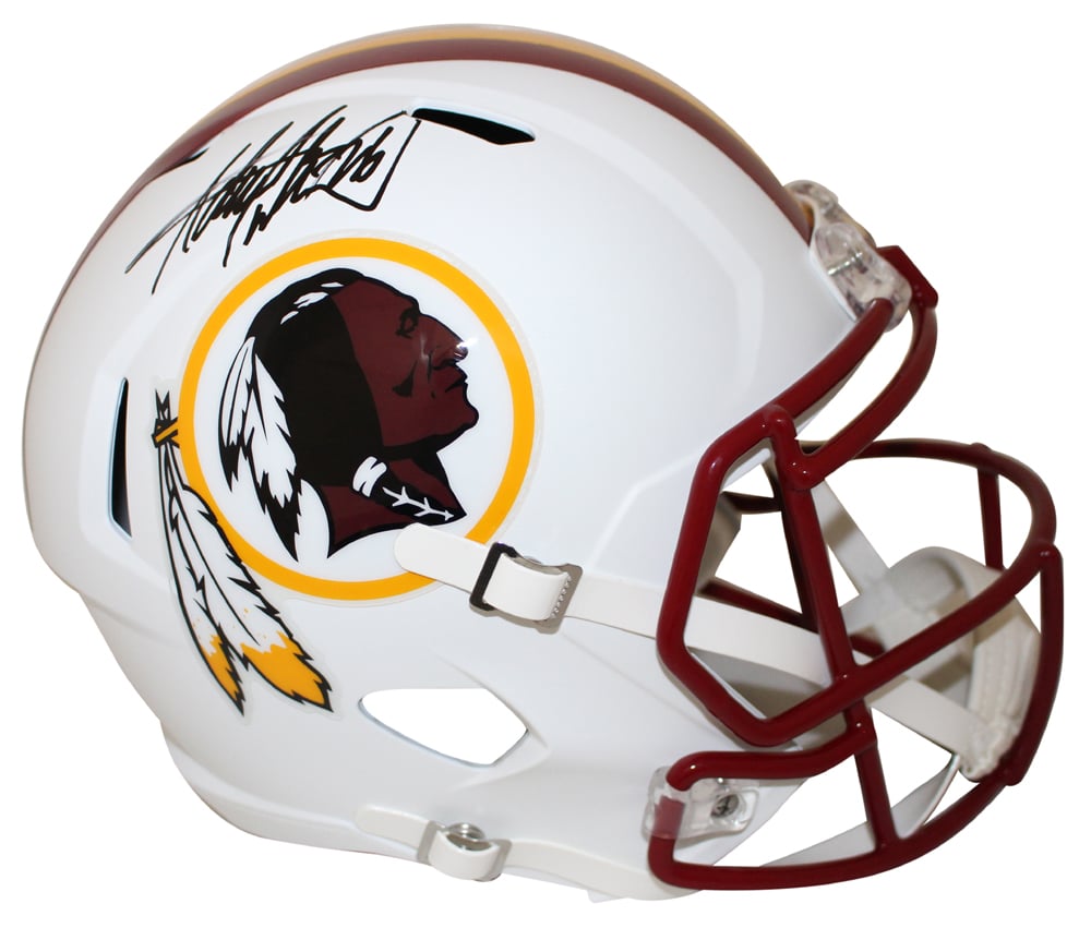 Adrian Peterson Washington Redskins Flat White Signed Helmet BAS-Powers Sports Memorabilia