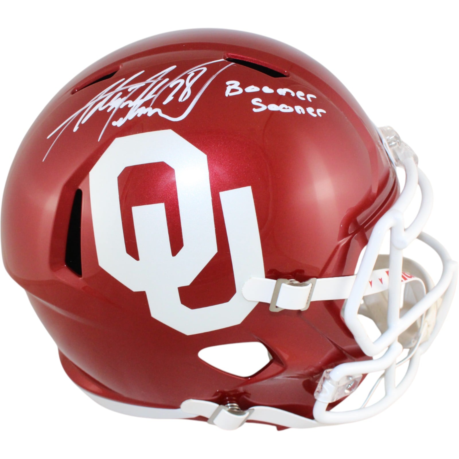 Adrian Peterson Signed Oklahoma Sooners Full-Size Helmet Boomer Sooner – Beckett Authenticated-Powers Sports Memorabilia