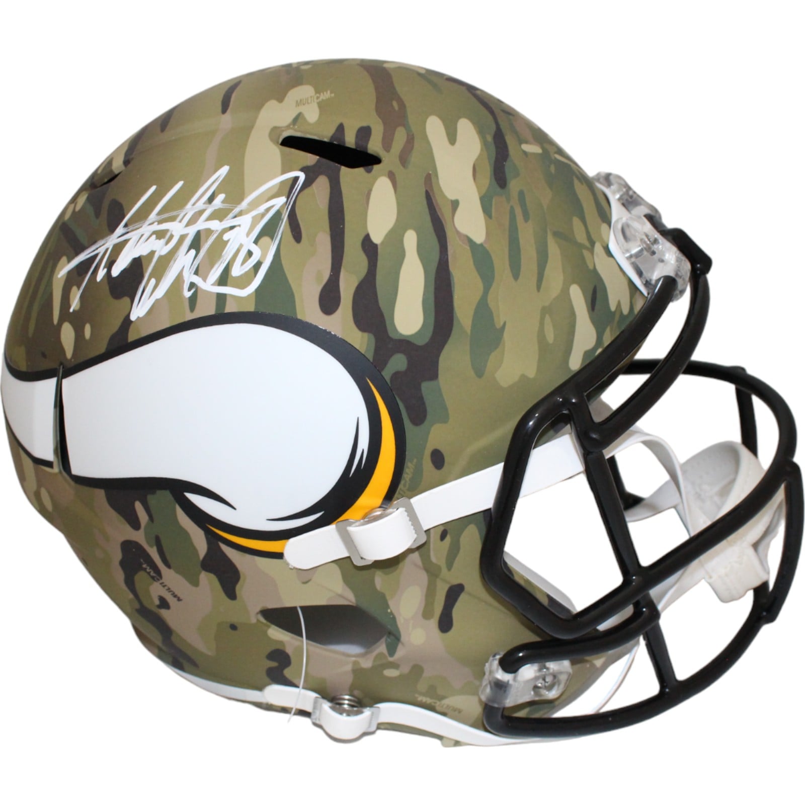Adrian Peterson Signed Minnesota Vikings Full-Size Camo Helmet – Beckett Authenticated-Powers Sports Memorabilia