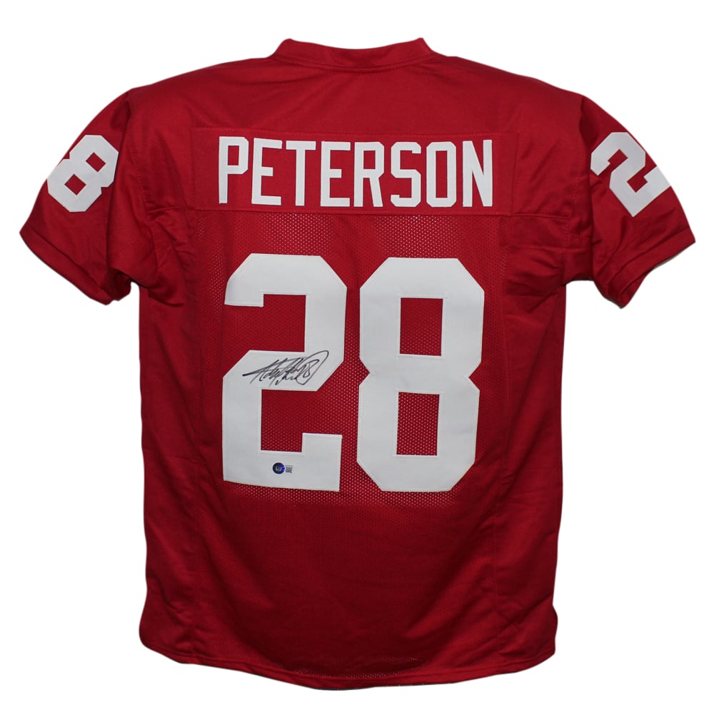 Adrian Peterson Signed College Style Red XL Jersey Beckett – Beckett Authenticated-Powers Sports Memorabilia