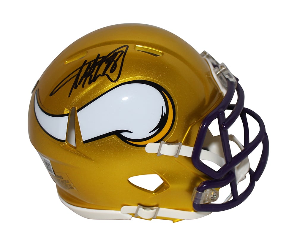 Adrian Peterson Signed Minnesota Vikings flash Mini Helmet – Beckett Authenticated-Powers Sports Memorabilia