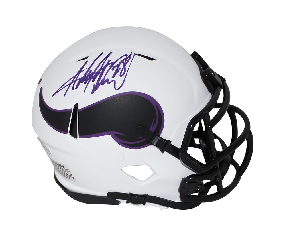 Adrian Peterson Signed Minnesota Vikings Lunar Mini Helmet – Beckett Authenticated-Powers Sports Memorabilia