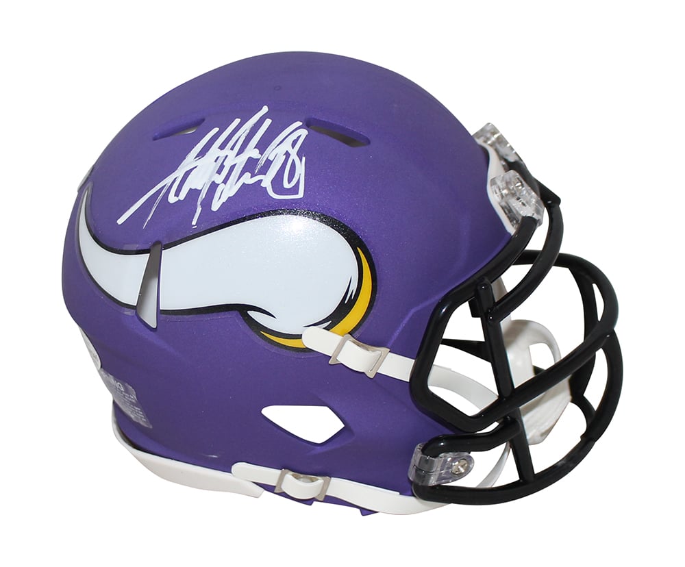 Adrian Peterson Signed Minnesota Vikings Speed Mini Helmet – White – Beckett Authenticated-Powers Sports Memorabilia