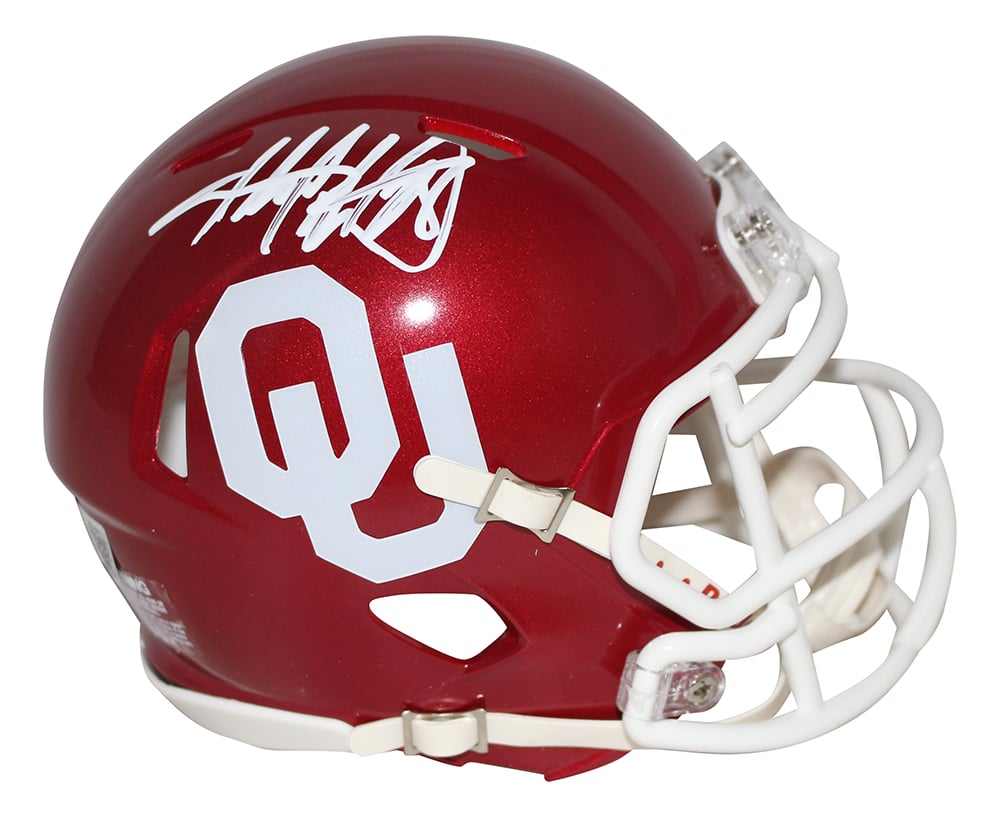 Adrian Peterson Signed Oklahoma Sooners Speed Mini Helmet – Beckett Authenticated-Powers Sports Memorabilia