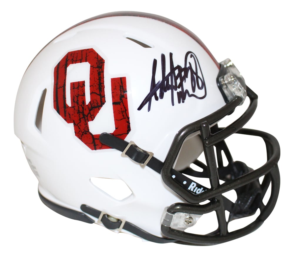 Adrian Peterson Signed Oklahoma Sooners Wood Mini Helmet – Beckett Authenticated-Powers Sports Memorabilia