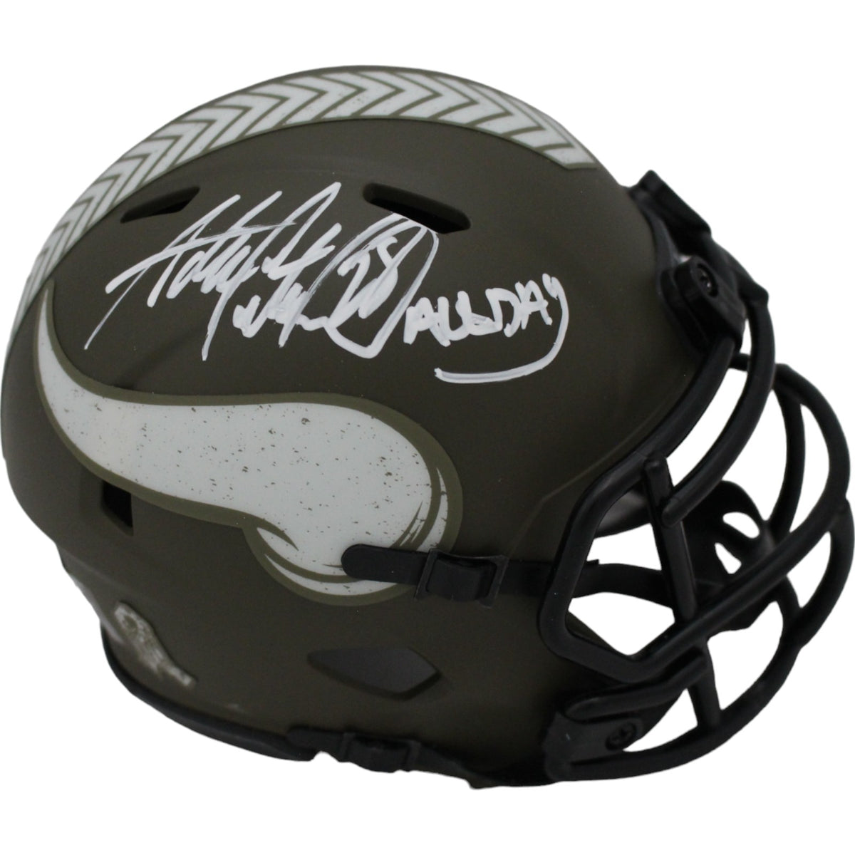 Adrian Peterson Minnesota Vikings Signed Mini Helmet - 22 Salute Beckett-Powers Sports Memorabilia