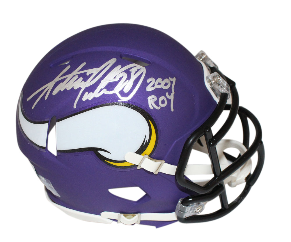 Adrian Peterson Minnesota Vikings Signed Mini Helmet with Inscription Beckett-Powers Sports Memorabilia