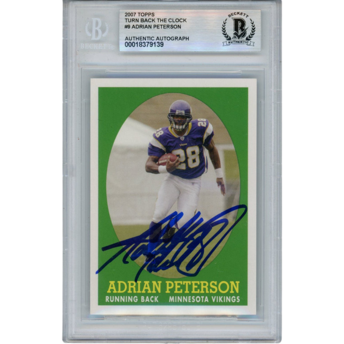 Adrian Peterson 2007 Topps Turn Clock #9 Trading Signed Card-Powers Sports Memorabilia