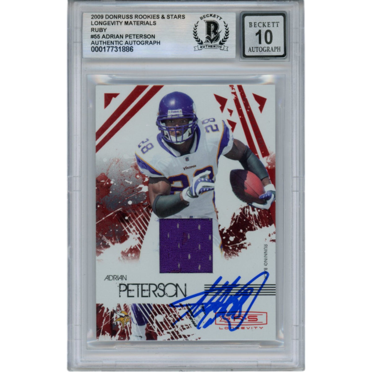 Adrian Peterson Minnesota Vikings Signed Card - 09 RS Longevity Patch Beckett Beckett - 49821-Powers Sports Memorabilia