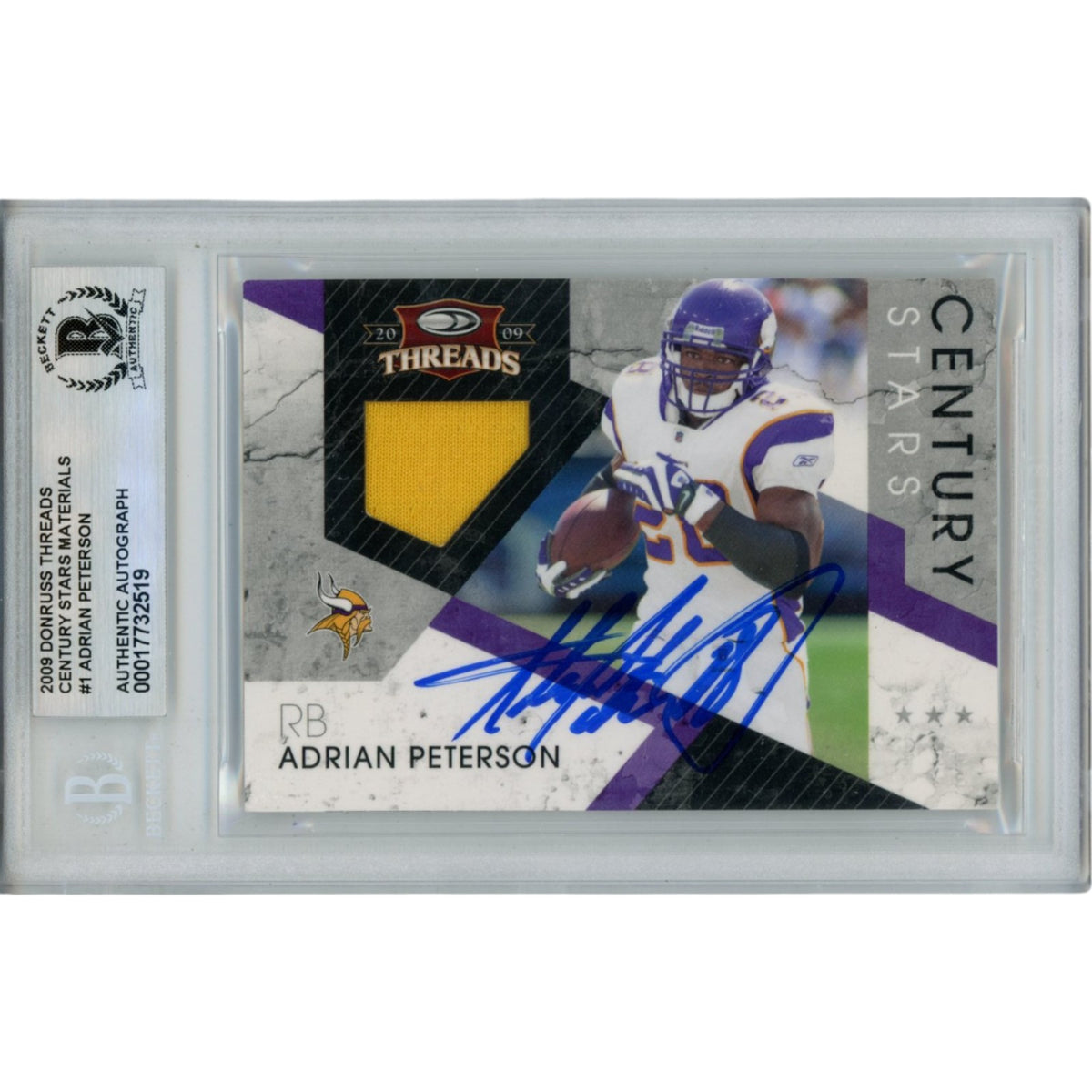 Adrian Peterson Minnesota Vikings Signed Card - 09 Panini Threads /100 Beckett Beckett-Powers Sports Memorabilia
