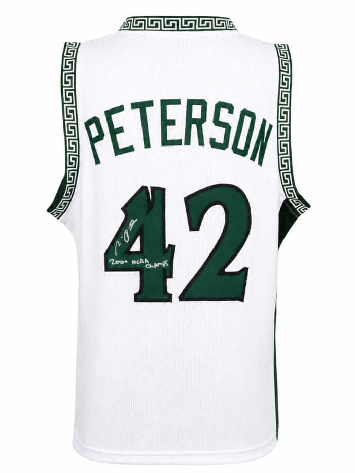 Morris Peterson Autographed White Custom College Basketball Jersey with 2000 NCAA Champs-Powers Sports Memorabilia