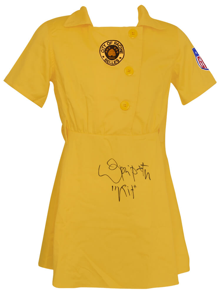 Lori Petty Autographed Racine Belles Yellow Costume Women's Baseball Jersey