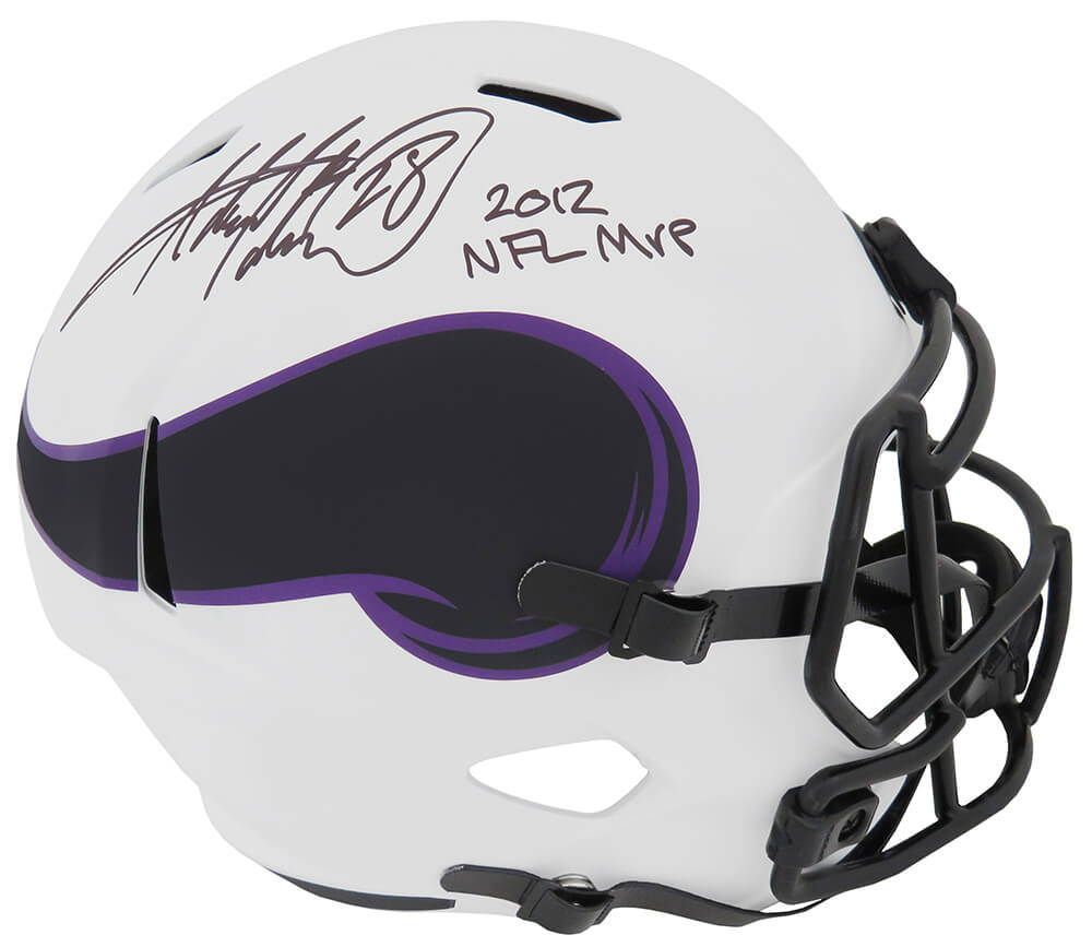 Adrian Peterson Autographed Minnesota Vikings Lunar Eclipse Riddell Full Size Speed Replica Helmet with 2012 NFL MVP-Powers Sports Memorabilia