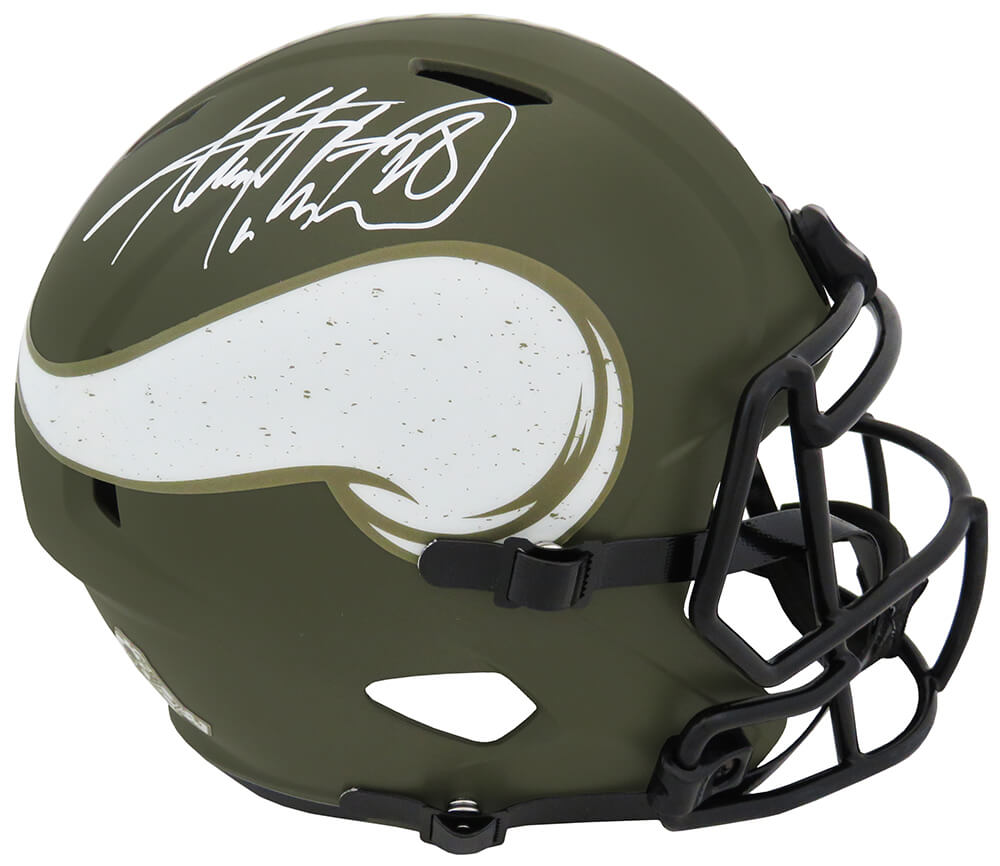 Adrian Peterson Autographed Minnesota Vikings Salute To Service Riddell Full Size Speed Replica Helmet-Powers Sports Memorabilia