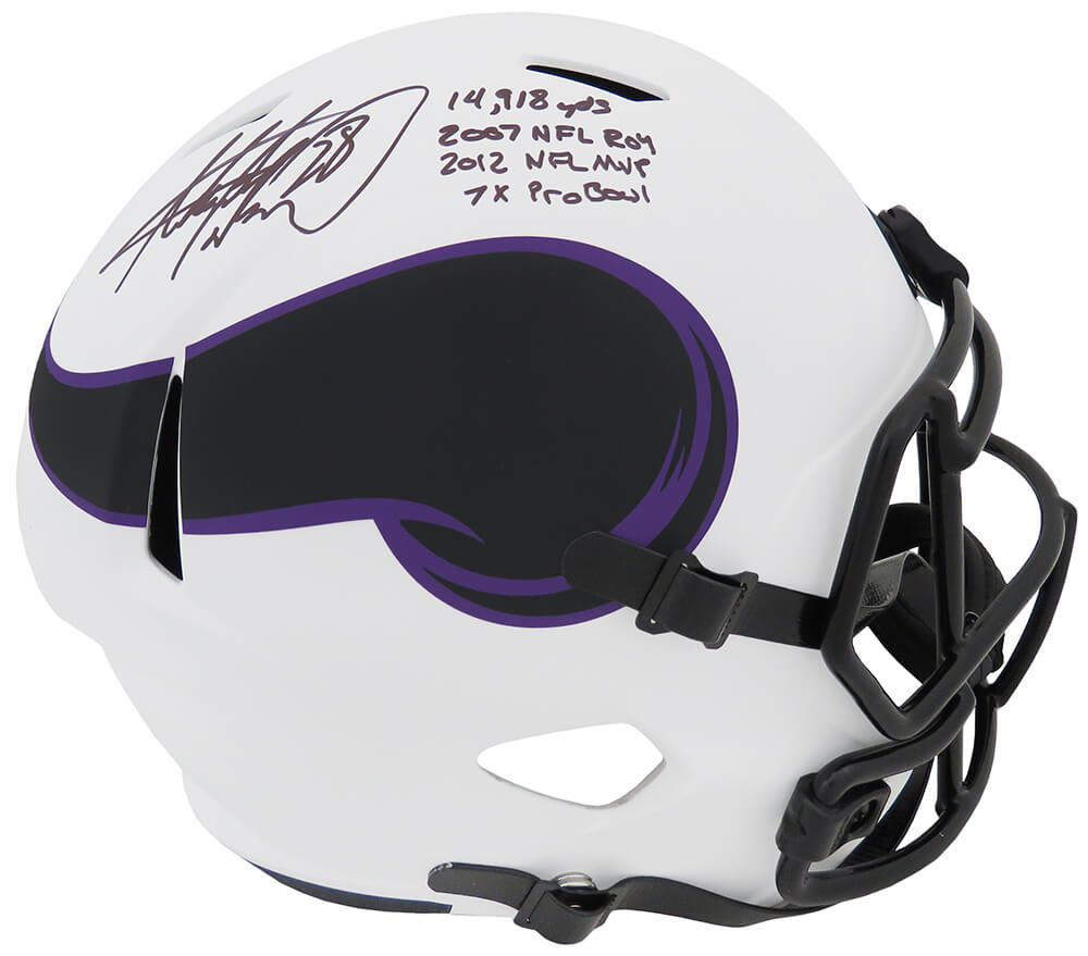 Adrian Peterson Autographed Minnesota Vikings Lunar Eclipse Riddell Full Size Speed Replica Helmet with 4 Inscriptions-Powers Sports Memorabilia