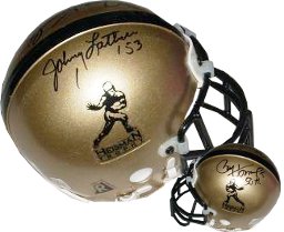 Paul Hornung & Johnny Lattner Autographed Heisman Authentic Mini Helmet (Notre Dame)- BAS- Beckett Hologram-Powers Sports Memorabilia